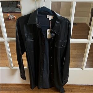 Skies Are Blue Black Faux Leather Jacket